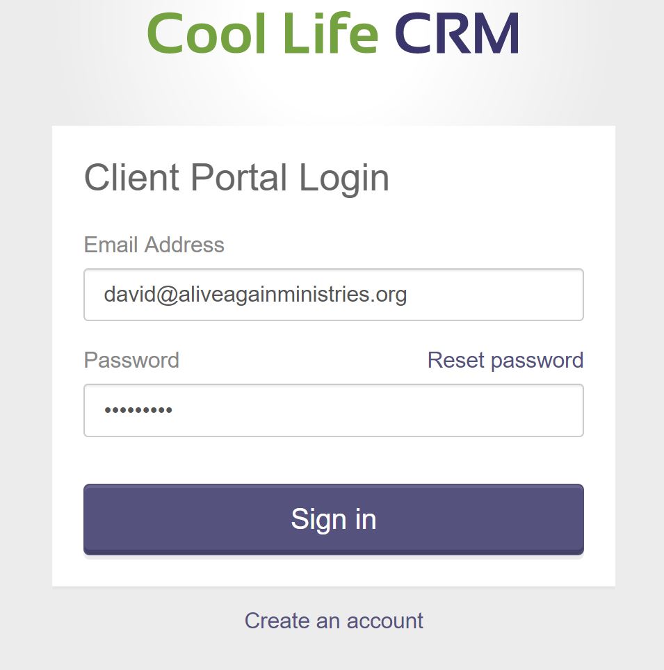 portal login interface